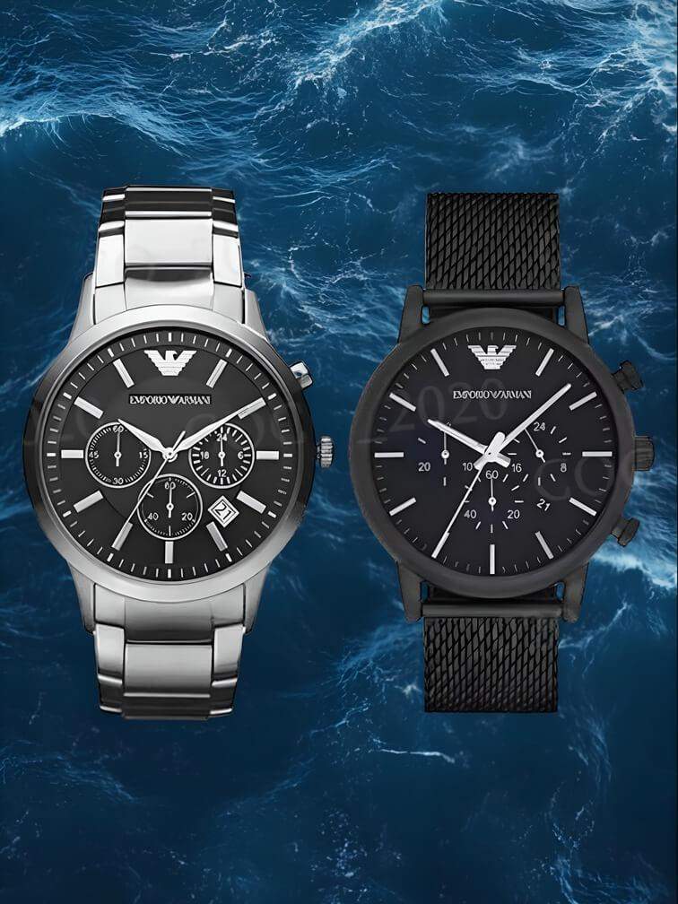 นาฬิกาสปอร์ตคลาสสิกสุดหรู รุ่นเงินล้วนหน้าปัดดำและรุ่นดำล้วน มาพร้อมโครโนกราฟ เติมเต็มลุคให้ดูเท่และทันสมัย