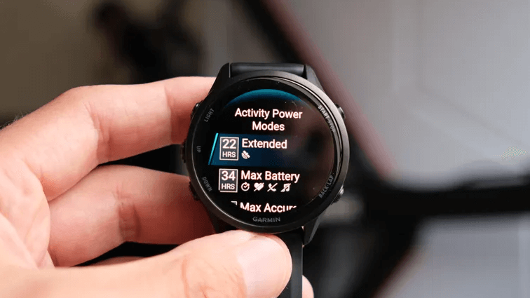 โหมดแบตเตอรี่ แสดงระยะเวลาใช้งานในโหมดสมาร์ตวอทช์และ GPS เพื่อประสิทธิภาพการใช้งานที่ยาวนาน