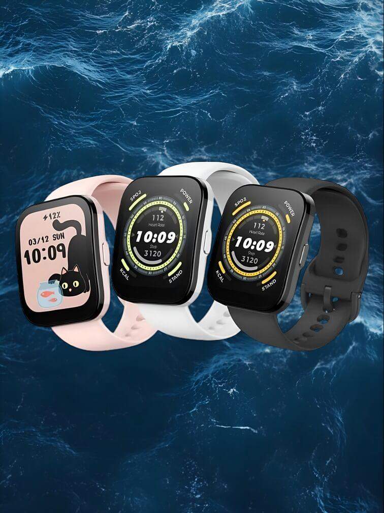 รุ่นดีไซน์ทันสมัย ทรงสี่เหลี่ยม สีชมพู ดำ และขาว พร้อมฟังก์ชันพื้นฐานบนหน้าจอ