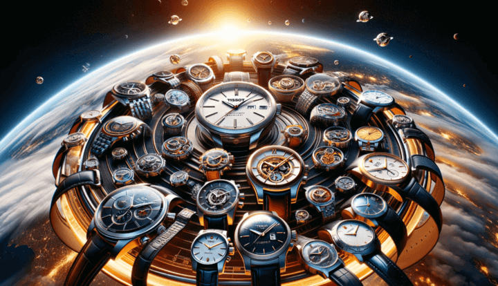 รุ่น Tissot ที่แสดงพร้อมพื้นหลังของโลก สื่อถึงชื่อเสียงระดับโลกและการมีอยู่ทั่วโลกของแบรนด์ พร้อมแสดงถึงความสง่างามและความแม่นยำ