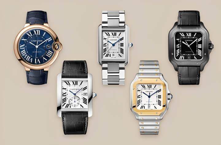 รุ่นนาฬิกาหรู 5 เรือนที่มีดีไซน์ วัสดุ และสีที่แตกต่างกัน