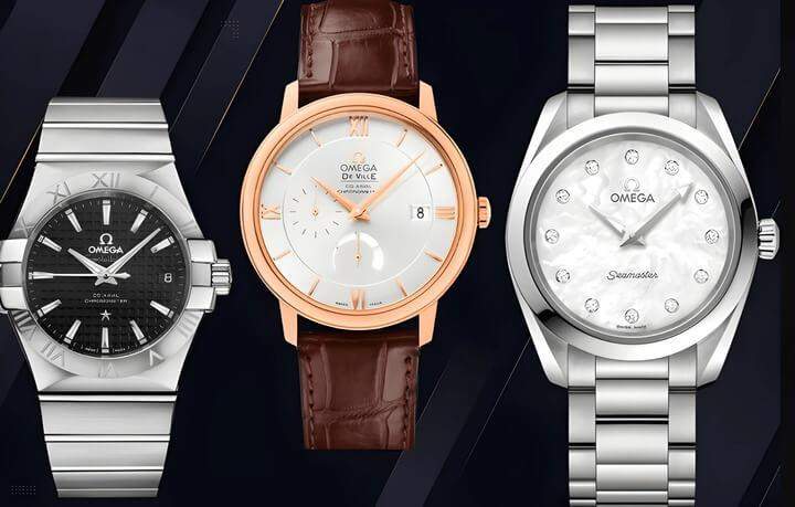 นาฬิกา 3 เรือนที่มีดีไซน์แตกต่างกัน ทำจากวัสดุและสีที่แตกต่างกัน แต่ทั้งหมดล้วนมีความคลาสสิกและหรูหรา