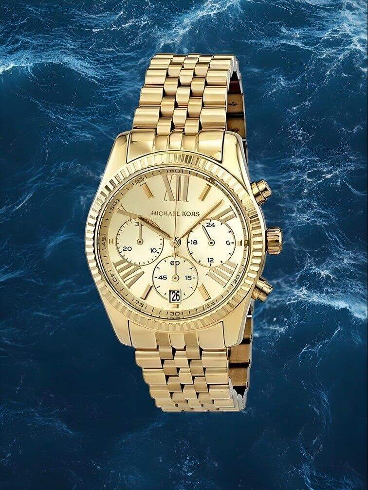 นาฬิกาสีทองทั้งหมดพร้อมโครโนกราฟ 3 ตัวและการแสดงวันที่