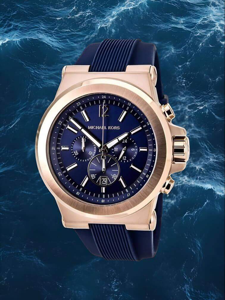 นาฬิกาสีฟ้าทั้งหมดพร้อมตัวเรือนทอง ดีไซน์หรูหรา