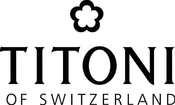 โลโก้ Titoni บนพื้นหลังสีขาว สื่อถึงความหรูหราและความเป็นเอกลักษณ์ของแบรนด์