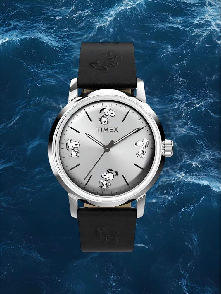 นาฬิกาโลหะเงินทั้งเรือน สายข้อมือสีดำ ดีไซน์เรียบหรู