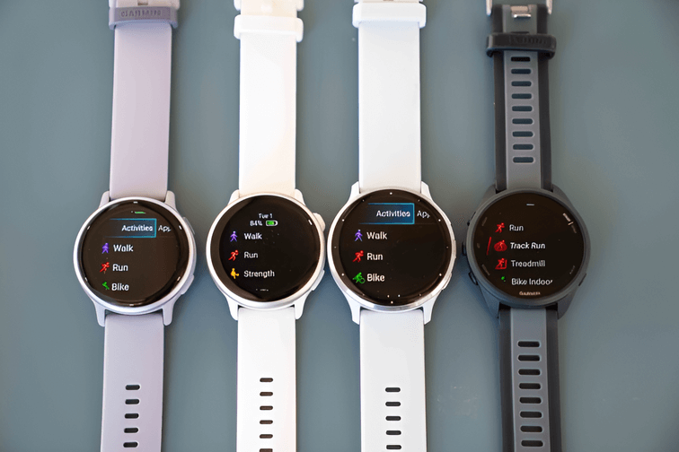 Vivoactive 6 สี่สีสุดหรู—ดำ ขาว ม่วง และลูนาร์ ดีไซน์ทันสมัยเหมาะกับทุกสไตล์