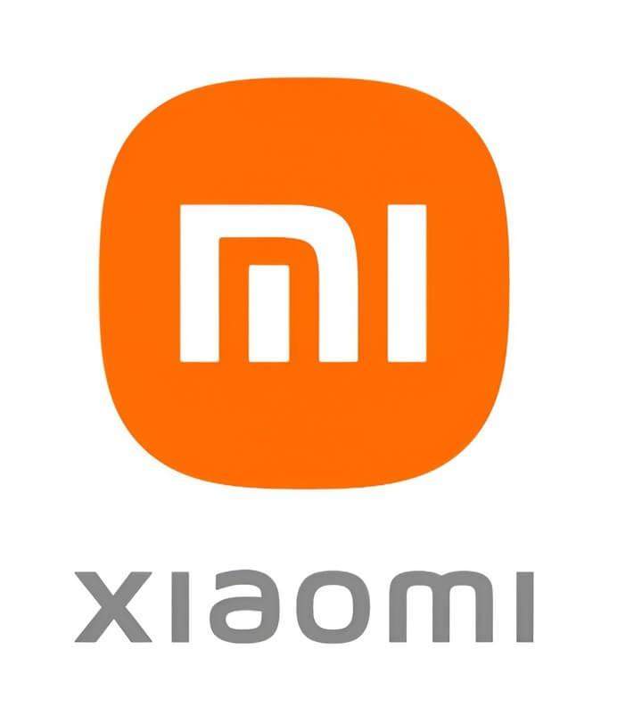 โลโก้ของ Xiaomi บนพื้นหลังสีขาวที่เรียบง่าย
