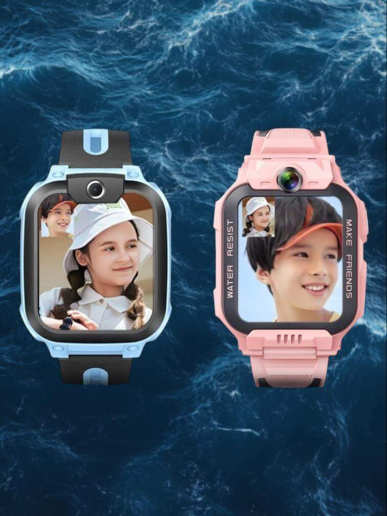 นาฬิกาสมาร์ทวอทช์สำหรับเด็กขั้นสูงสองเรือน – สีชมพูและสีน้ำเงิน, ฟีเจอร์ล้ำสมัย, GPS, วิดีโอคอล, และกันน้ำ